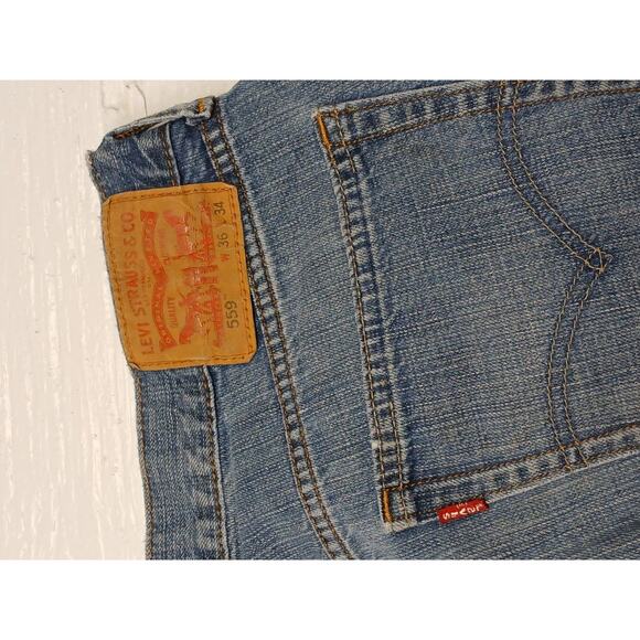 Levi's 559 Relaxed Comfort Fit Dress Casual Regular Work Blue Jeans 36x34 - Picture 8 of 8